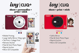 Canon IVY CLIQ+ Instant Camera Printer, Smartphone Photo Printer via Bluetooth(R), Ruby Red