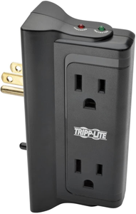 Tripp Lite 4 Side Mounted Outlet Surge Protector Power Strip, Direct Plug In, Black, Lifetime Warranty & $25,000 INSURANCE (TLP4BK)