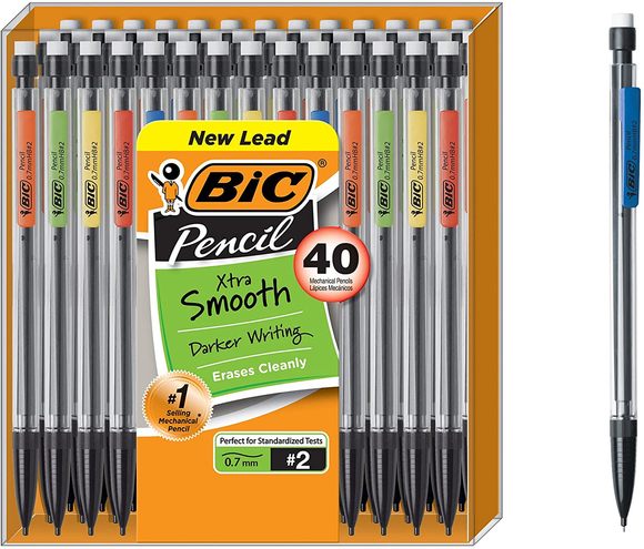 BIC Xtra-Smooth Mechanical Pencil, Medium Point (0.7Mm), Perfect for the Classroom & Test Time, 40-Count