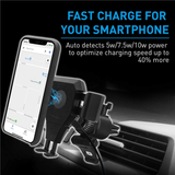 Macally Wireless Charger Car Mount with Extra Secure Air Vent Phone Holder & Fast Charging Qi 10W 7.5W 5W Smartphones for Apple Iphone 11 Pro Max XS Max XR X 8 plus Samsung Galaxy S10+ S10E S9 S8 Note