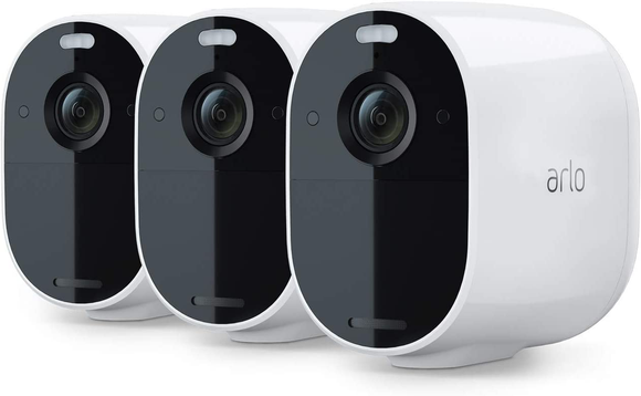 Arlo Essential Spotlight Camera - 3 Pack - Wireless Security, 1080P Video, Color Night Vision, 2 Way Audio, Wire-Free, Direct to Wifi No Hub Needed, Works with Alexa, White - VMC2330