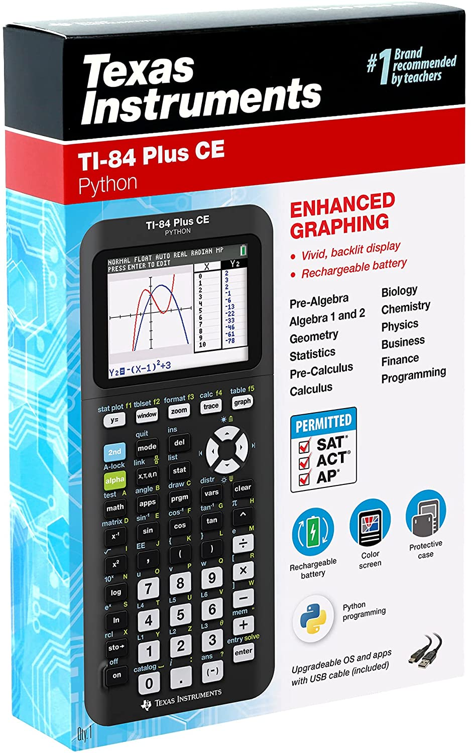 Texas Instruments TI-84 plus CE Color Graphing Calculator, Black