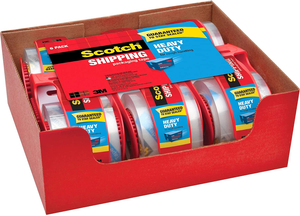 Scotch Heavy Duty Packaging Tape, Packing Tape Designed for Moving, Mailing, Shipping, and Office Supplies, Strong Seal on All Box Types, 6 Rolls/Pack with Dispensers (142-6)